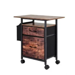 Mobiler Rollcontainer Aktenschrank Schmaler Nachttisch auf Rollen 61 x 38 x 66,5 cm