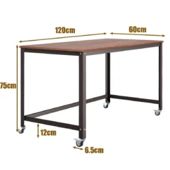 Mobiler Schreibtisch Computertisch mit Stabilem Metallrahmen 120 x 60 x 75 cm Braun