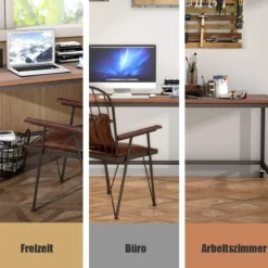 Mobiler Schreibtisch Computertisch mit Stabilem Metallrahmen 120 x 60 x 75 cm Braun