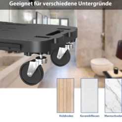 Mobiler Transportwagen mit ineinandergreifendem Kanten-Design und 4 reibungslosen Rollen Schwarz