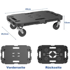 Mobiler Transportwagen mit ineinandergreifendem Kanten-Design und 4 reibungslosen Rollen Schwarz