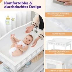 Mobiler Wickeltisch Wickelstation für Babys mit Unterlage und 2 offenen Regalen 87 x 50 x 99 cm