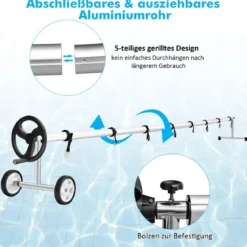 Mobiles Aufrollsystem für Solar- und Poolplanen Länge von 1,65m - 7m Pool Aufroller