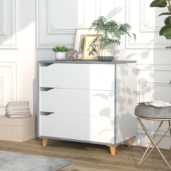 Moderne Kommode mit Schubladen Sideboard Schubladenschrank für Schlafzimmer & Garderobe Weiß