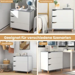 Moderne Kommode mit Schubladen Sideboard Schubladenschrank für Schlafzimmer & Garderobe Weiß