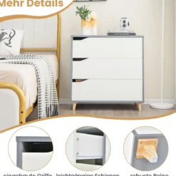 Moderne Kommode mit Schubladen Sideboard Schubladenschrank für Schlafzimmer & Garderobe Weiß