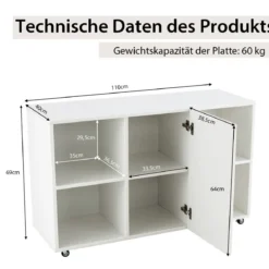 Moderner Aktenschrank für Home Office Wohnzimmer 110 x 40 x 69 cm Weiß