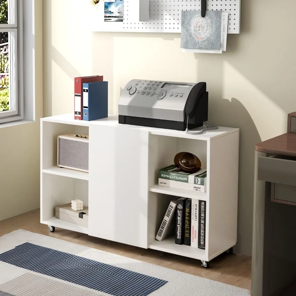 Moderner Aktenschrank für Home Office Wohnzimmer 110 x 40 x 69 cm Weiß