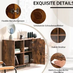Moderner Aktenschrank für Home Office Wohnzimmer 110 x 40 x 69 cm Braun