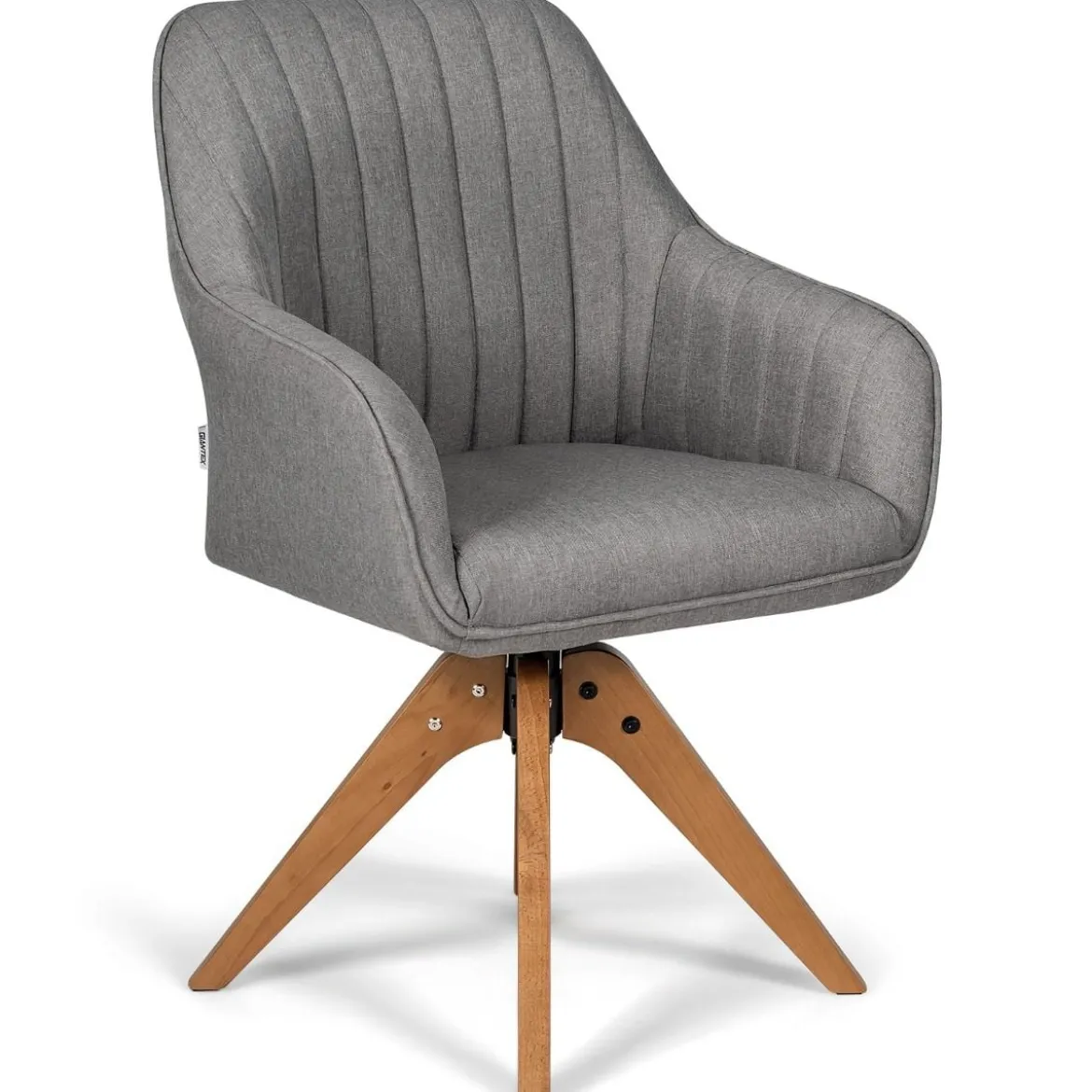 Moderner Akzentstuhl 360° drehbarer Polsterstuhl Wohnzimmerstuhl 59,5 x 61,5 x 93 cm Grau + Natur
