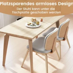 Moderner Akzentstuhl mit Rückenlehne & Gepolstertem Sitz Platzsparender Loungesessel Hellgrau