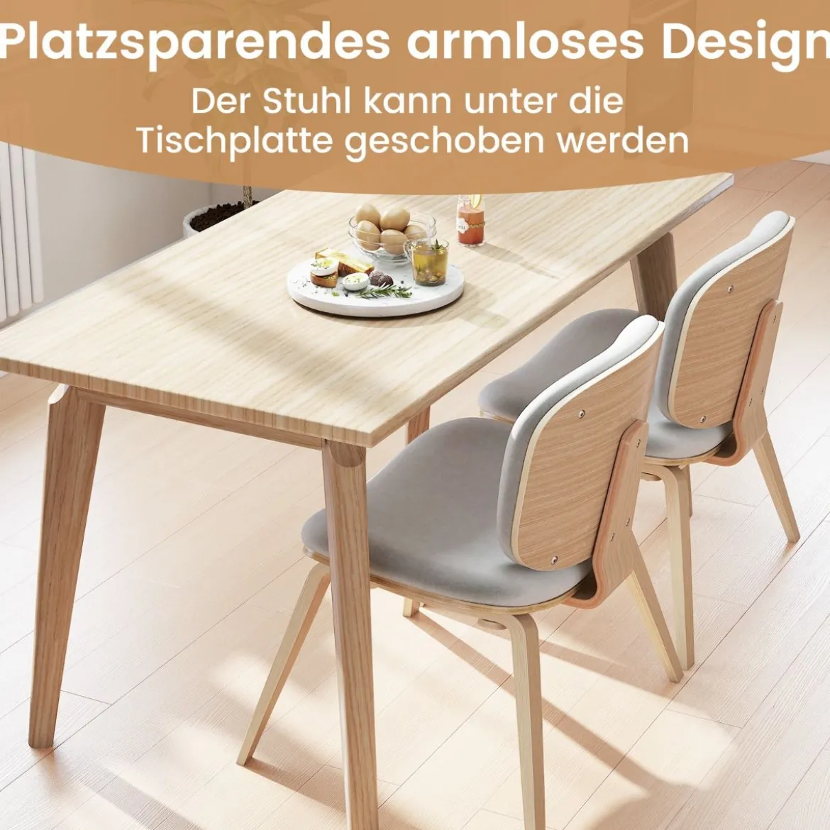 Moderner Akzentstuhl mit Rückenlehne & Gepolstertem Sitz Platzsparender Loungesessel Hellgrau