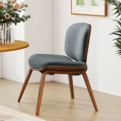 Moderner Akzentstuhl mit Rückenlehne & Gepolstertem Sitz Platzsparender Loungesessel Dunkelgrau