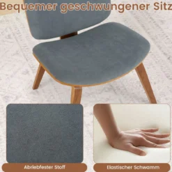 Moderner Akzentstuhl mit Rückenlehne & Gepolstertem Sitz Platzsparender Loungesessel Dunkelgrau