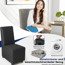 Moderner armloser Akzentstuhl mit Widerstandsrollen & abnehmbarem Bezug bequemer Lesestuhl 47 x 60,5 x 98 cm