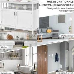 Moderner Aufbewahrungsschrank Sideboard mit verstellbarem Innenregal und 2 Türen Weiß
