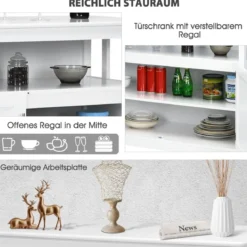 Moderner Aufbewahrungsschrank Sideboard mit verstellbarem Innenregal und 2 Türen Weiß