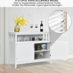 Moderner Aufbewahrungsschrank Sideboard mit verstellbarem Innenregal und 2 Türen Weiß