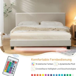 Moderner Bettrahmen für zwei Personen Moderner Bettrahmen 210 x 145 x 66 cm Weiß