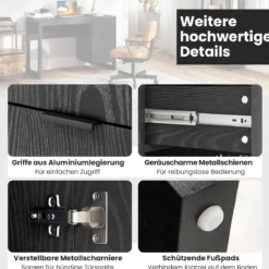 Moderner Computer-Schreibtisch Schreibtisch mit Aufbewahrungsschrank Schwarz