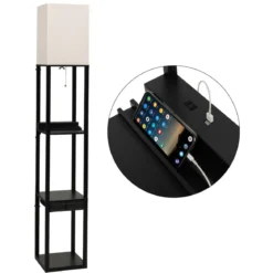 Moderne Regal-Stehlampe Dimmbare Standlampe mit Schublade 26 x 26 x 159,5 cm