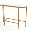 Moderner Konsolentisch Sofatisch mit Kunstmarmorplatte & Metallrahmen Weiß 110 x 30 x 91 cm