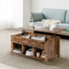 Moderner Multifunktionaler Couchtisch mit Aufklappbarer Platte für Wohnzimmer Braun