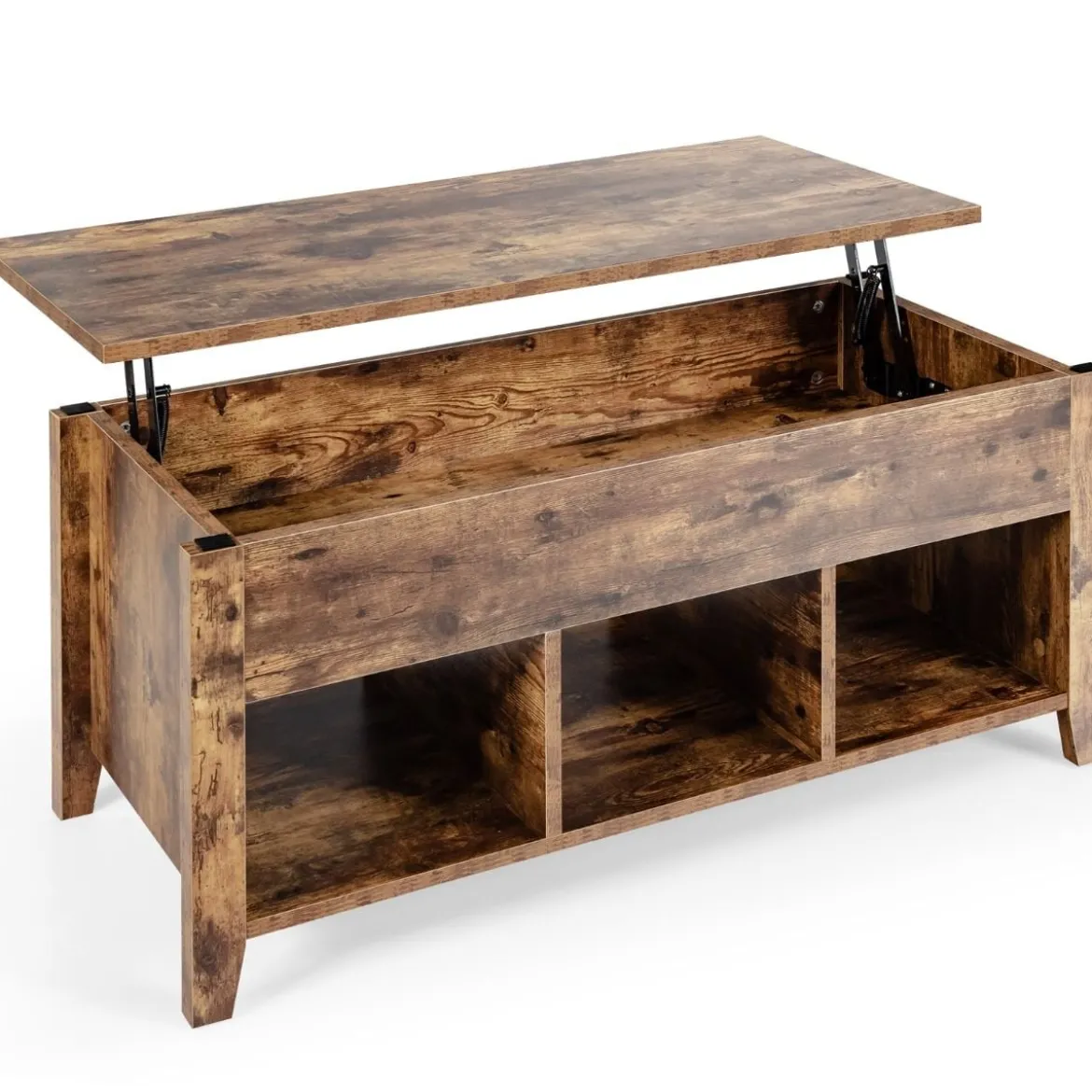 Moderner Multifunktionaler Couchtisch mit Aufklappbarer Platte für Wohnzimmer Braun