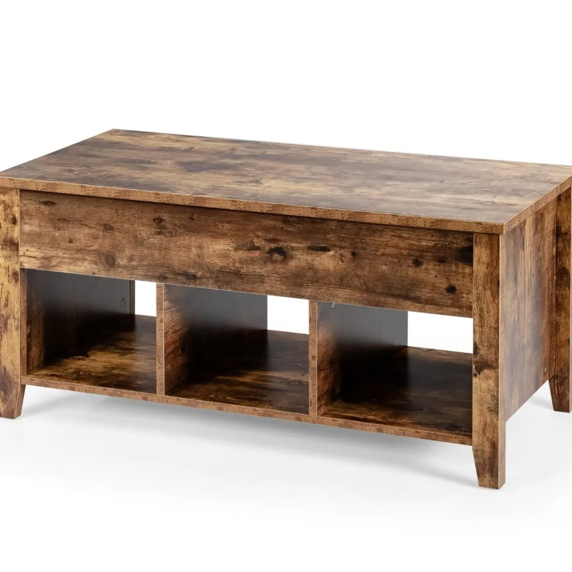 Moderner Multifunktionaler Couchtisch mit Aufklappbarer Platte für Wohnzimmer Braun