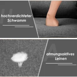Moderner Relaxsessel mit Armlehnen & Rückenkissen Gepolstertes Einzelsofa Grau 73 x 77 x 85 cm