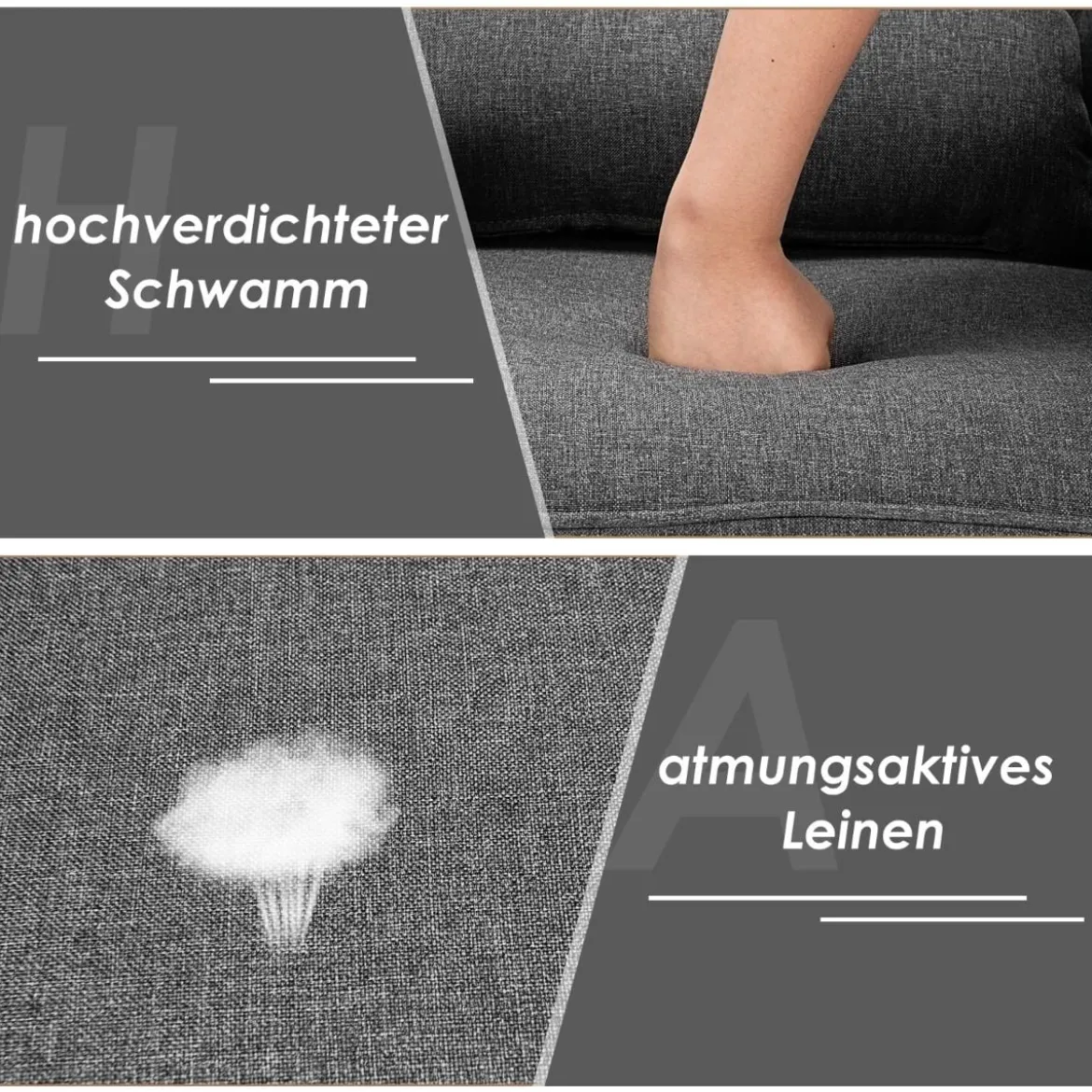 Moderner Relaxsessel mit Armlehnen & Rückenkissen Gepolstertes Einzelsofa Grau 73 x 77 x 85 cm