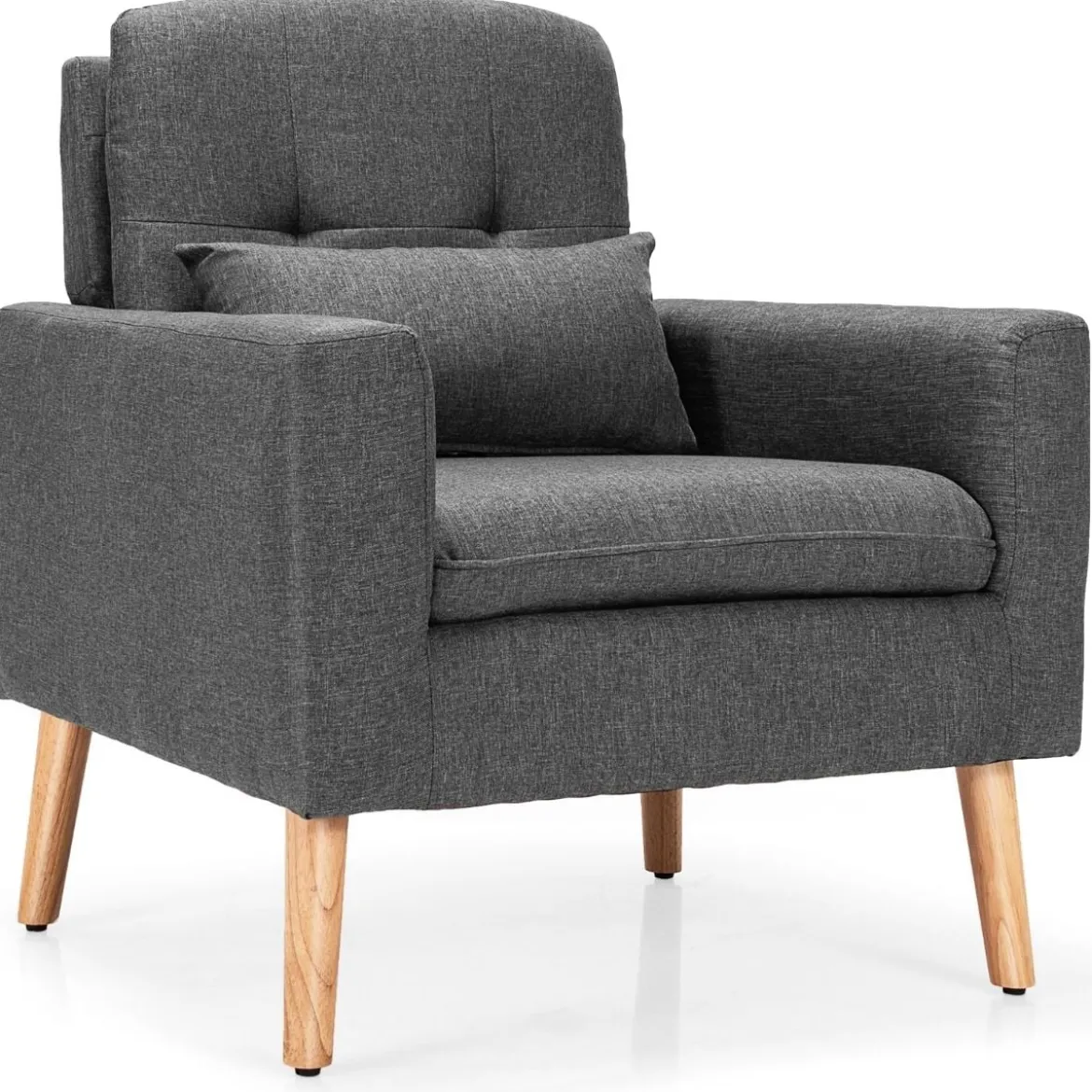 Moderner Relaxsessel mit Armlehnen & Rückenkissen Gepolstertes Einzelsofa Grau 73 x 77 x 85 cm