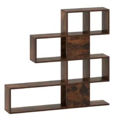 Moderner 5-stöckiger Raumteiler im Leiterstil aus Holz für Bücher 120 x 19,5 x 109 cm Braun