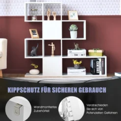 Moderner 5-stöckiger Raumteiler im Leiterstil aus Holz für Bücher 120 x 19,5 x 109 cm Weiß