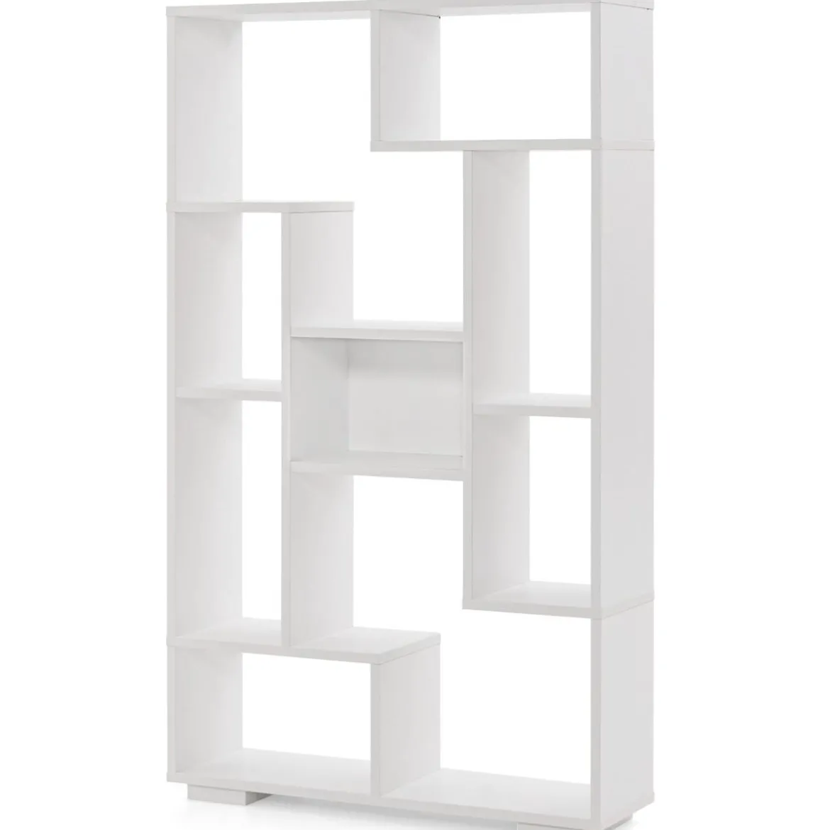 Modernes Bücherregal mit Offenen Ablagen & Kippschutz Geometrisches Mehrzweckregal Weiß