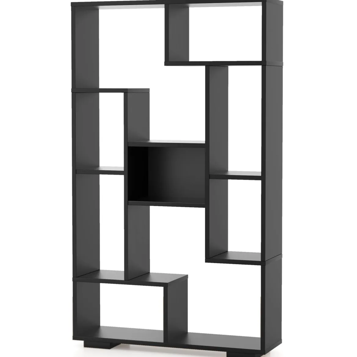 Modernes Bücherregal mit Offenen Ablagen & Kippschutz Geometrisches Mehrzweckregal Schwarz