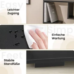 Modernes Bücherregal mit Offenen Ablagen & Kippschutz Geometrisches Mehrzweckregal Schwarz