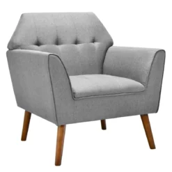 Modernes Einzelsofa Polstersessel mit Gummiholzbeinen Loungesessel mit Rückenlehne 76 x 74 x 84 cm Grau