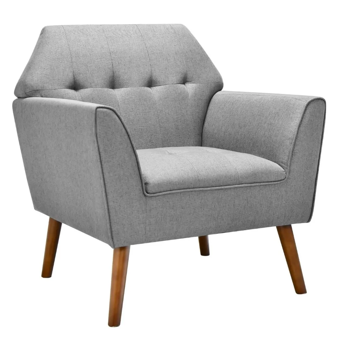 Modernes Einzelsofa Polstersessel mit Gummiholzbeinen Loungesessel mit Rückenlehne 76 x 74 x 84 cm Grau