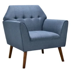 Modernes Einzelsofa Polstersessel mit Gummiholzbeinen Loungesessel mit Rückenlehne 76 x 74 x 84 cm Blau