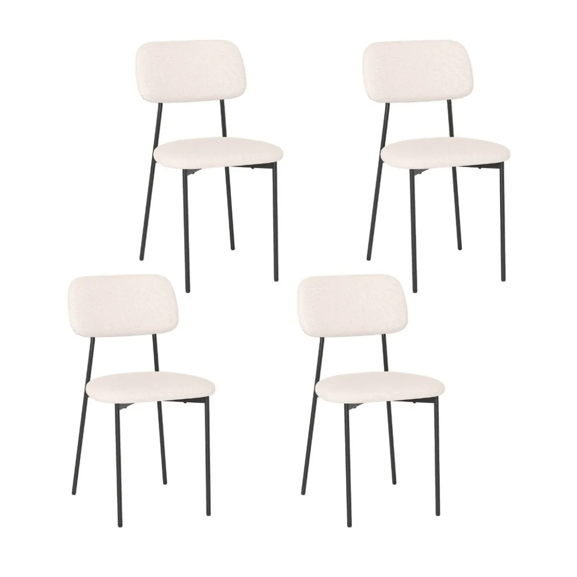 Modernes Esszimmerstuhl-Set 4er Set Küchenstühle aus Leinenstoff mit Metallbeinen Sitz Beige