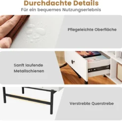 Modern Plattenspieler Ständer Vinylschrank mit Albumhaltern & Schublade Beistellschrank Weiß