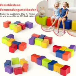 Modulare Hocker für Kinder 6 Schmetterlingshocker mit abnehmbarem Bezug aus Kunstleder Bunt
