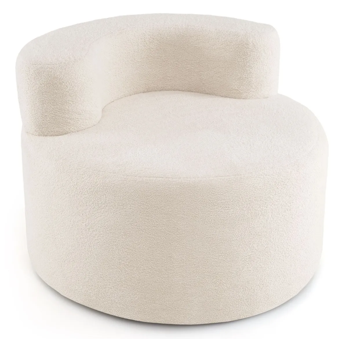 Mondförmiger Einzelsofa mit Weichem Teddyfleece Füllung & Gewölbter Rückenlehne Sitzsackstuhl Beige