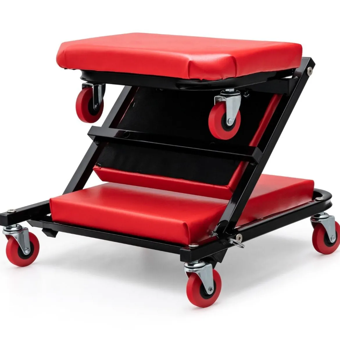 Montageliege 2-in-1 Klappbare Werkstattliege 93 x 42 x 14,5 cm Schwarz + Rot