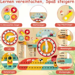 Montessori Holzspielzeug für Kleinkinder Pädagogische Lernuhr Täglicher Kinderkalender