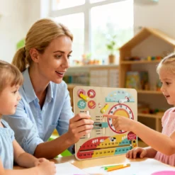 Montessori Holzspielzeug für Kleinkinder Pädagogische Lernuhr Täglicher Kinderkalender