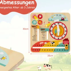 Montessori Holzspielzeug für Kleinkinder Pädagogische Lernuhr Täglicher Kinderkalender