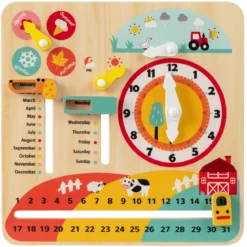 Montessori Holzspielzeug für Kleinkinder Pädagogische Lernuhr Täglicher Kinderkalender
