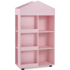 Montessori Kinderregal 116cm Bücherregal Kinder Holz & Spielzeugaufbewahrung Rosa